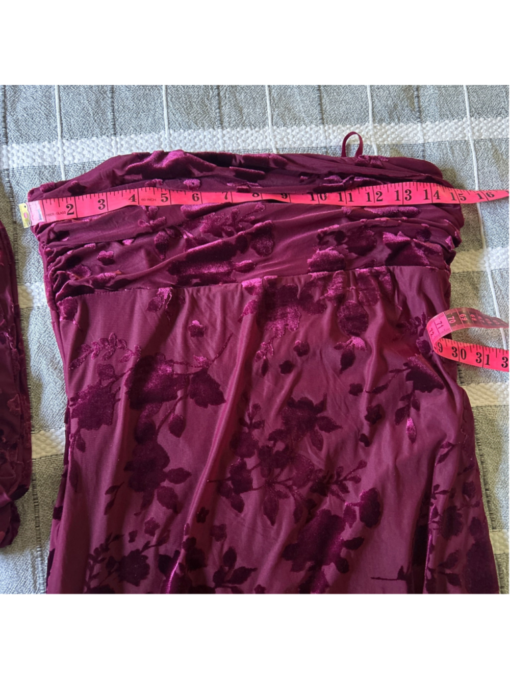 NWT Womens Velvet Floral Maxi Dress Size M Burgundy - Picture 12 of 14
